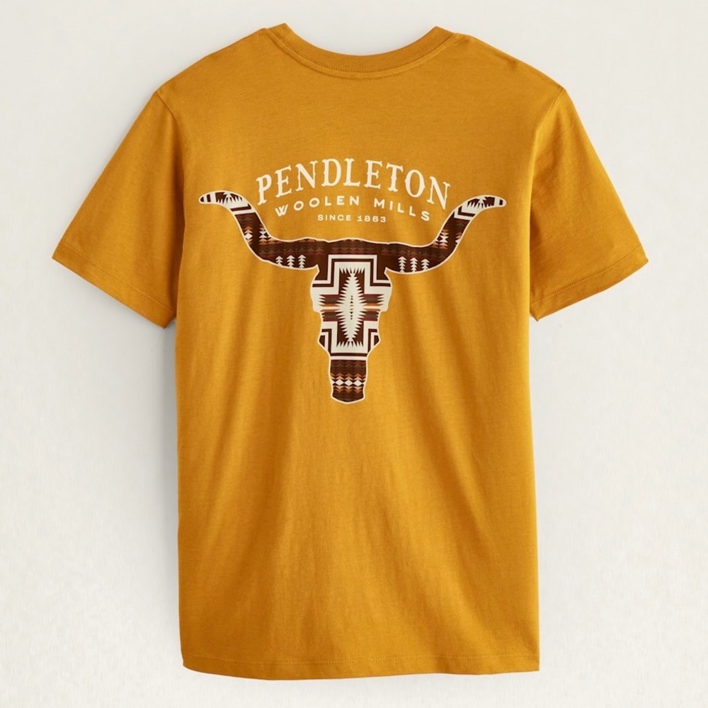 Pendleton Women's Longhorn Graphic Tee in Old Gold Sz XS‎